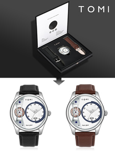 Coffret cadeau TOMI, montre à quartz minimaliste pour homme, alliage, verre acrylique, luxe, polyvalente, double bracelet amovible, montre TM03 - Product Image 5
