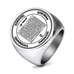 Anillo <span class=keywords><strong>de</strong></span> Acero Inoxidable con Talismán del Octavo Cuadrado Mágico, Cuarto Pentáculo <span class=keywords><strong>de</strong></span> Mercurio, para el Conocimiento, Anillos Amuleto <span class=keywords><strong>de</strong></span> Salomón, Saturno y Júpiter - Product Image 2