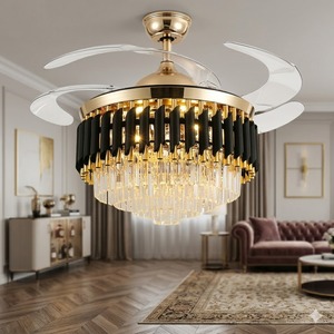 Switch and <b>Remote</b> <b>Control</b> 36-Inch LED Crystal Ceiling <b>Fans</b> with DC Motor Multiple Size Colorful Lighting for Room Decorations - Product Image 2