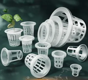 Vasos de plástico para plantadores de viveiro, vasos de plástico para hidroponia, vasos de flores brancos