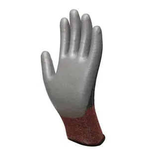 18 Gauge HPPE And Steel Wire Hand Protection Anti Cut Gloves PU Coated EN388 Cut C Work Safety Gloves