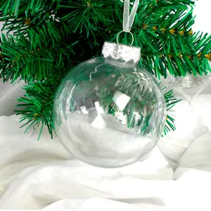 OurWarm-juego de bolas de Navidad rellenables, transparentes, de plástico, personalizadas, adornos para árboles