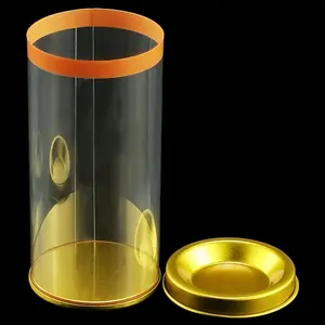Kunden spezifische Kunststoff zylinder Clear Box transparente Rundrohr PET PVC Verpackung mit Blech deckel