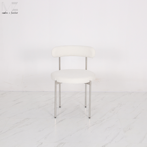 كرسي فاخر عصري بتصميم نورديك بأرجل معدنية بيضاء ومخمل، مناسب لغرفة الطعام والمقاهي وحفلات الزفاف والمناسبات، مصنوع من صوف الحملان - Product Image 2