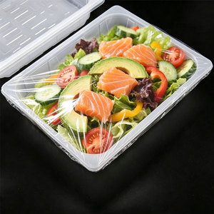 Plateau alimentaire jetable en PP blanc, plateau de service rectangulaire en plastique pour salade, légumes, fruits et restauration - Product Image 1