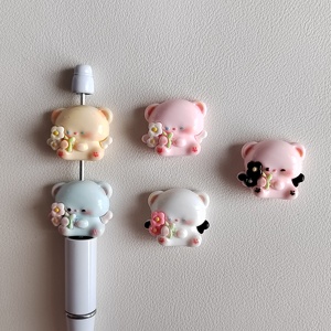 Thời Trang Mới 100 cái/túi Đáng Yêu Phim Hoạt Hình Hoa Gấu Lỏng Spacer Hạt Nhựa Dễ Thương Động Vật Hạt Cho Bút Tự Làm Keychain Đồ Trang Sức Làm - Product Image 6