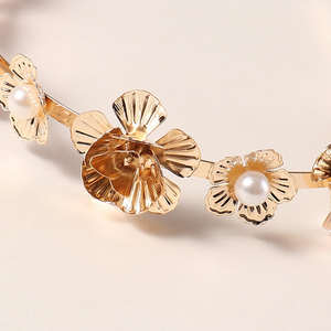 ओम यूरोपीयन अमेरिकी रेट्रो धातु के रूप में पैरा मजियर महिलाओं मोती पत्ती पेटल हेडबैंड सहायक उपकरण दुल्हन स्वभाव हेडबैंड - Product Image 3