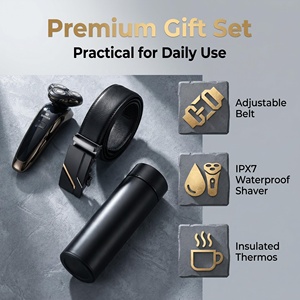Set Regalo da Uomo Lunaire 4 Pezzi con Rasoio Elettrico, Portafoglio, Cintura, Bicchiere Termico in Elegante Confezione Regalo Nera per la Festa del <span class=keywords><strong>Papà</strong></span> - Product Image 2