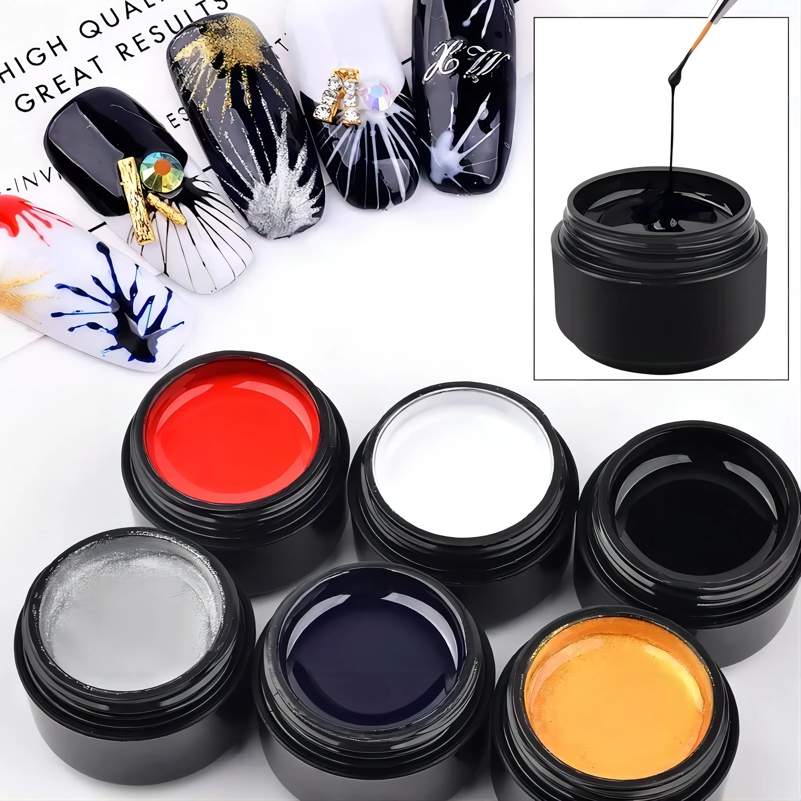 Đàn hồi vẽ sơn gel đánh bóng véc ni sơn mài thiết kế làm móng tay ngâm tắt UV LED Spider gel sơn móng tay