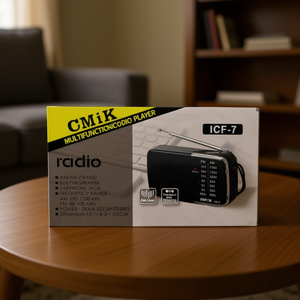 Radio AM/FM portable ICF-7, 2 bandes, en plastique, alimentée par piles, design compact avec haut-parleur intégré et prise casque - Product Image 3