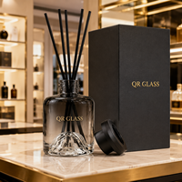 Bouteille en verre vide transparente ronde pour diffuseur de parfum avec bâtonnets en rotin, flacon d'aromathérapie en verre