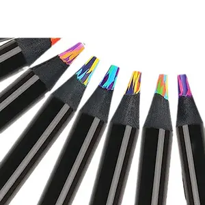 2024 New Products Idea Art Black Rainbow Mixed Color Lead Pencil Round Shape Customize Logo Wooden Color Pencil Sets