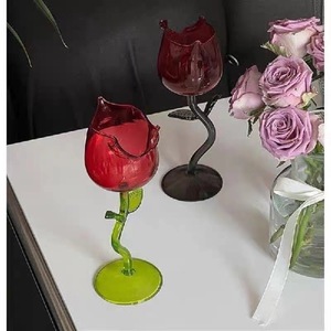 Copa de Vino Francesa Romántica y Elegante, Micro-Roll Transparente, Sostenible, Hecha a Mano, Linda Copa de Cóctel - Product Image 1