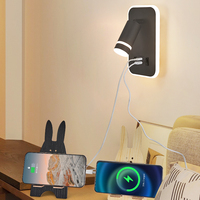 Vente en gros en usine de lampes murales classiques rondes à led noires, simples et modernes, appliques murales rotatives pour la maison avec USB type-c