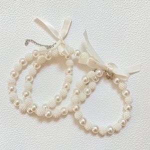 Kapalı açık kullanım küçük köpek Resinous malzeme Pet prenses kedi inci yaka papyon kolye takı - Product Image 6