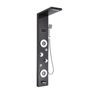 Panel de <span class=keywords><strong>ducha</strong></span> de <span class=keywords><strong>acero</strong></span> <span class=keywords><strong>inoxidable</strong></span> 1018 con soporte de pie y grifos, accesorios de grifería para <span class=keywords><strong>mampara</strong></span> de <span class=keywords><strong>ducha</strong></span> - Product Image 6