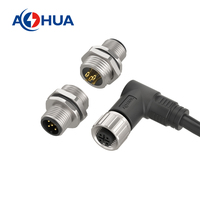 AOHUA 5Pin A Connecteur de capteur de code M12 Type métallique Connecteur mâle femelle Câbles 2P 3P 4P 5P 8P 10P 12P pour équipement d'éclairage LED