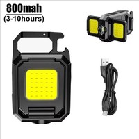 Lampe de travail Brightenlux COB magnétique rechargeable, lampe torche porte-clés pliable avec mousqueton, lumière USB EDC pour situations d'urgence