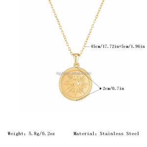 Collares con Colgante de Moneda Celestial de Acero Inoxidable, Estilo Vintage, Medallón Redondo en Relieve, Amuleto de Astrología, Sol, <span class=keywords><strong>Luna</strong></span> y Estrella, Joyería - Product Image 6