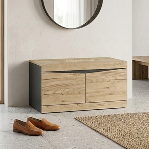 Banc à chaussures en <span class=keywords><strong>bois</strong></span> avec siège, 2 portes, espace de rangement, entrée, couloir, salon - Product Image 1