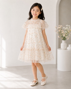 ชุดเดรสลายดอกไม้สีพาสเทลหวานๆ พร้อมคอเสื้อระบาย สำหรับงานปาร์ตี้ในสวน - Product Image 4