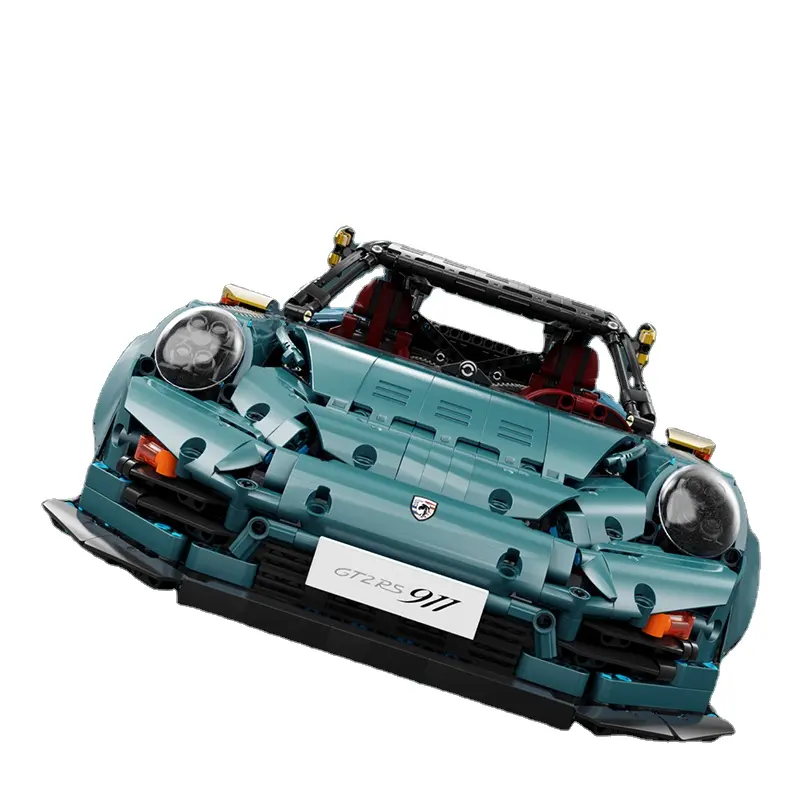 Toys Manufacturing Moc T5026 Compatible 911 GT2 RS Race Car Model Building Block City Vehicle Bricks Electroplated Car Model