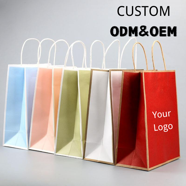 Supplier Custom Printed logo White Craft Shop Paper Bag Large Luxury Kraft Packing Paper Merchandise Bag for Shopping