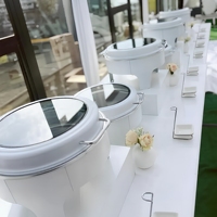 Matériel de restauration pour hôtels : Réchaud alimenté à l'alcool pour chef, ensemble de buffet, réchauds de maintien au chaud en acier inoxydable blanc pour traiteur, capacité 6L