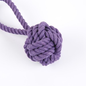 Hand-pulled ball <b>bite</b>-resistant cotton rope single-ear ball dog molar toy pet supplies woven cotton rope toy - Product Image 3