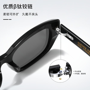 Men's Oval Sunglasses P1007 Acetate Beta Titanium Hinge UV400 Protection <b>Black</b> <b>Frame</b> - Product Image 1