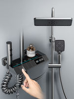 Ensemble de robinetterie de douche de luxe gris anthracite avec affichage numérique LCD, mitigeur thermostatique à jet céramique, barre coulissante et fonction pluie douce
