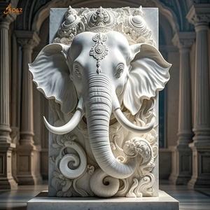 Personalizado Animal Museo Clásicos Decoración Grande <span class=keywords><strong>Piedra</strong></span> Natural Tallar Cabeza <span class=keywords><strong>de</strong></span> Animal Estatua Gigante Mármol Blanco Cabeza <span class=keywords><strong>de</strong></span> Elefante Escultura <span class=keywords><strong>de</strong></span> Pared - Product Image 3