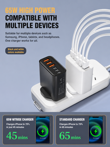 <span class=keywords><strong>Cargador</strong></span> USB C HYTO de 65W con 6 puertos USBC, <span class=keywords><strong>cargador</strong></span> de pared para <span class=keywords><strong>iPhone</strong></span> con carga rápida, enchufe de alimentación multipuerto tipo C PD+QC - Product Image 4