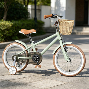 Vélo enfant rétro à une vitesse avec cadre en alliage d'aluminium, panier en osier et selle réglable, 12-20 <span class=keywords><strong>pouces</strong></span>, capacité 100 kg - Product Image 4