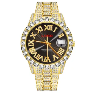 Blue RTS – montre en cristal glacé pour homme, grand cadran noir, Hip hop, montre en diamant, miss fox, vente en gros