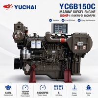 Moteur diesel marin SCDC Yuchai YC6B150C 150 CV 110 kW 1800 tr/min 6 cylindres refroidi par eau turbocompressé 4 temps pour machines de pompage et bateaux