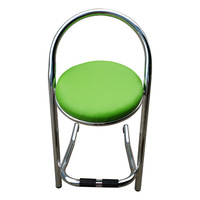 Chaise de bar commerciale pliable en acier inoxydable et cuir PU, tabouret haut avec dossier incurvé pour salles d'arcade et centres de jeux