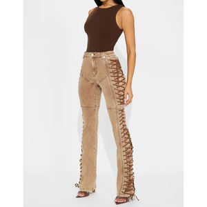 Pantalones Vaqueros de Mezclilla para Niña, Ajustados, a la Moda, Casuales, Transpirables, con Cordón Ajustable - Product Image 6