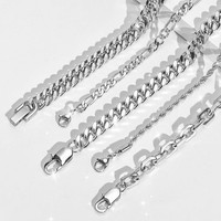 Bracelet Chaîne Cubaine et Figaro en Acier Inoxydable Tendance – Ensemble de Bijoux de Poignet pour Hommes, Vente en Gros