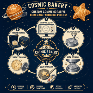 Pièce commémorative 3D en relief personnalisée en gros, série Cosmic Bakery, pièce de défi souvenir spatiale, cadeau OEM ODM d'usine - Product Image 3