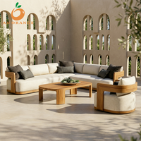 Ensemble de canapés de jardin modernes pour cour, en teck durable, résistant aux intempéries, pour hôtel, villa et mobilier de jardin