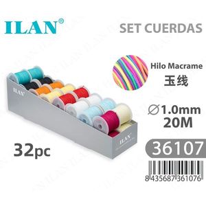Corda per macramè Ilan 1,0 mm x 20 m, set da 32 colori per artigianato e creazione di gioielli - Product Image 3