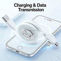 Cable de Carga Retráctil Universal 3 en 1 con Logotipo Personalizado, Multi USBA/Tipo-C/Micro USB para Teléfonos y Tabletas