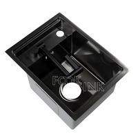 Évier de cuisine encastré simple de bonne qualité pour bar et camping-car, 52x42cm, noir, en acier inoxydable 304 brossé avec couvercle
