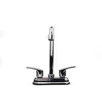Robinet de cuisine moderne à double poignée et 2 trous en acier inoxydable avec cartouche céramique, mitigeur eau chaude et froide et corps en laiton