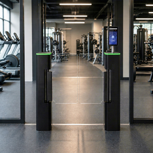 Barrera de acceso vertical automática con control de acceso por tarjeta NFC RFID, sistema de seguridad antipersonas que se acercan de dos vías para gimnasios, estadios y arenas. - Product Image 1