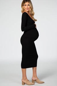 King Mcgreen Star femmes couleur unie coton à manches longues haut d'allaitement confortable respirant <span class=keywords><strong>robe</strong></span> <span class=keywords><strong>enceinte</strong></span> - Product Image 4