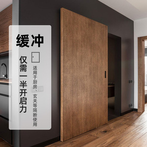 Hidden Track Ghost Door <b>Sliding</b> Rail <b>Small</b> Overlap Wooden Door Two Way Buffer Hardware For Kitchen Bedroom Study Bathroom - Product Image 1