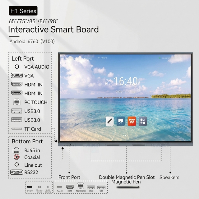 55 65 75 86 Inch Interactive Flat Panel CE UKCA RoHS Certified Digital Touch Screen Display for School Office Conference