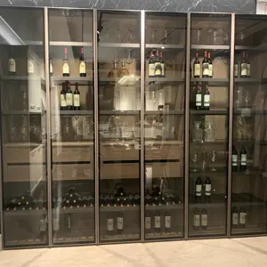 豪华高品质酒柜玻璃门和木制抽屉不锈钢储物柜